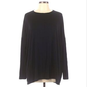 Karen Kane Long Sleeve Blouse Size L Black Split Back Relaxed Oversized Fit